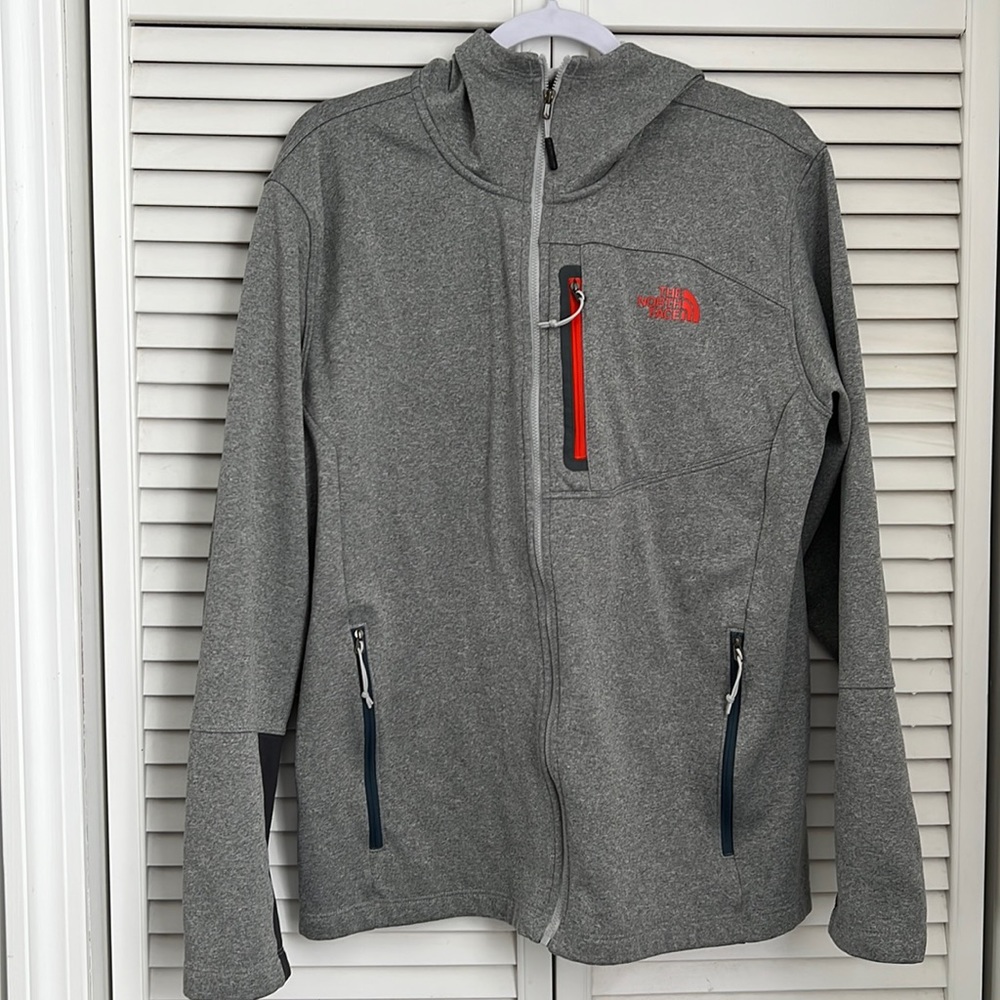 The North Face Mens Large Heather Gray Zip Up Hoodie Long Sleeve